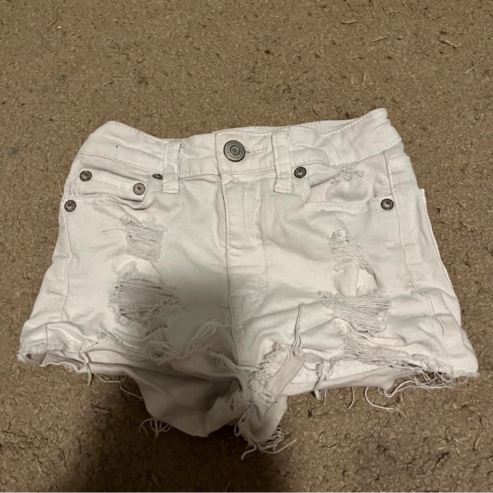 Aeropostale White Distressed Jean Shorts